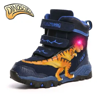 Dinoskulls børn sneakers helt lys til drenge led sko lysende 2017 Åndbar sport sko tenis infantil 3D dinosaur sko