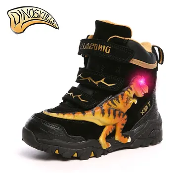 Dinoskulls børn sneakers helt lys til drenge led sko lysende 2017 Åndbar sport sko tenis infantil 3D dinosaur sko