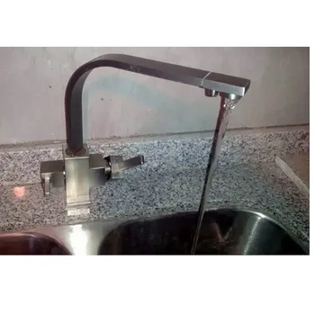 Direkte Engros Nye Osmose Solid Messing Svirvel Style Square Vask Mixer Drikkevand Køkkenarmatur 3-Vejs Vand Filter, Tryk På