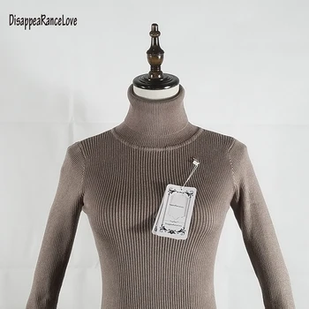 DisappeaRanceLove Mærke efteråret mellemlang lang elastisk sweater lang-ærmet trøje kvindelige pullover turtleneck sweater