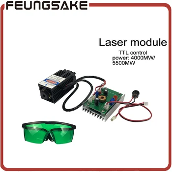DIY 4000mw 5500mw laser modul,DIY laser hoved 4w,DIY 5.5 W lasere fokus,450nm blå lys laser,sende briller som gave
