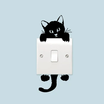 DIY Cute Kitty Cat Skifte Klistermærker Sjove Sorte Katte Wall Sticker Dejlig Frisk Home Decor Decals Stue, Soveværelse Nursuries