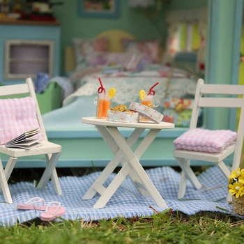 DIY Dukke Hus, Træ-dukkehuse Miniature dukkehus Møbler Kit Legetøj til børn Gave at rejse i Tiden dukke huse A-016