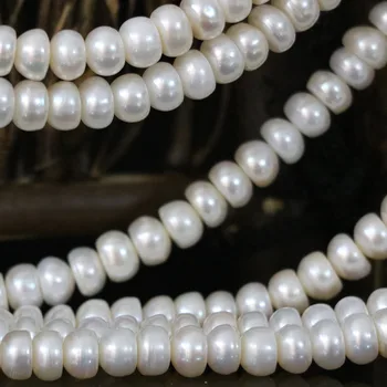 Diy gave hvid 7-8mm naturlige ferskvands perle løs abacus perler af høj kvalitet diy løs smykker at gøre 15inch B1346
