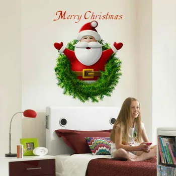 DIY Guirlander Santa Claus Wall Stickers Jul nytår Stue, Soveværelse Glas Vindue boligindretning Flytbare Klistermærker