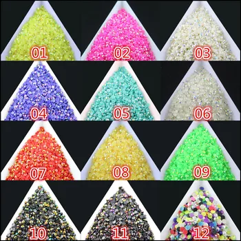 DIY,Hotfix indkøbskurv,1000pcs/bag,SS12 (3mm),12 stil farve gelé ab harpiks crystal fladskærms tilbage rhinestone,tilbehør til Beklædningsgenstande 3#