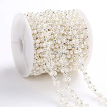 DIY kæde tøj materialer til at lave perle kæde Shiny produkter perler, kæde Elfenben Flatback Rhinstene Perle Kæder