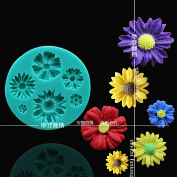DIY Mini Little Sun Flower Silikone Fondant Mould Chokolade Skimmel Solsikke Blomster, Slik Skimmel Gum Paste Kage Dekoration Bagning
