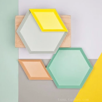 DIY Polygon Desktop-opbevaringen Nordiske Geometriske Rhombiske Metal Seks sidevæg Opbevaring Palle Frugt Farverige
