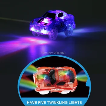 DIY Slot Skabe En Vej Glød banen Bøje Flex-Glow in the Dark Forsamling Toy Fleksible Spor 166/225PCS med 5 Led lys biler