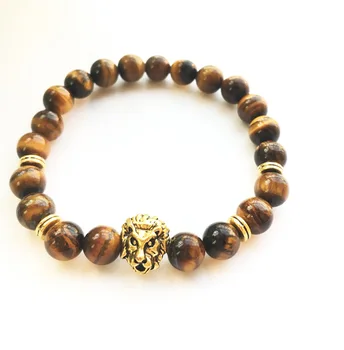 DIY smykker handel forsyne Europa naturlige sten perler armbånd vulkan sten løve hoved Yoga Armbånd