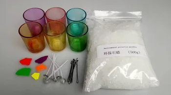 DIY soja voks Håndlavede Stearinlys Gør Paraffin Kits/Partikler Farvet Glas Klart Brandhæmmende Plast Cup Soja Voks-Core Pigmenter