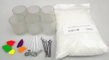 DIY soja voks Håndlavede Stearinlys Gør Paraffin Kits/Partikler Farvet Glas Klart Brandhæmmende Plast Cup Soja Voks-Core Pigmenter