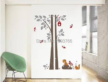 DIY Tegnefilm eksklusive nye store Egern, Fugle TREE wall stickers 51*48