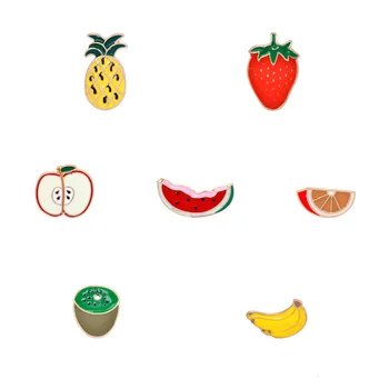 DIY Tegnefilm Frugt Emalje Broche Pins Vandmelon, Appelsiner, Jordbær, Kiwi, Banan, Ananas Apple Broche Kvinde, Tilbehør, Smykker