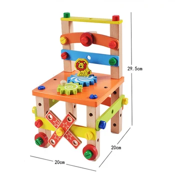 DIY Træ-samlet Række af Formanden For Børn Multifuncation Værktøj Stol Intelligens kids Legetøj gratis fragt 36*28.5*6cm