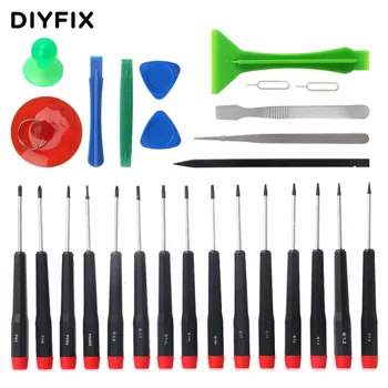 DIYFIX 27 i 1 Telefon Reparation Værktøjer Kit Spudger Lirke Skærm Åbning Værktøj, Skruetrækker, Pincet Sæt til iPad, iPhone 4, 4s, 5 5s 6 Plus
