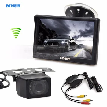 DIYKIT Trådløse 5 tommer TFT LCD-Bil Overvåge sugekop og Beslag + IR Night Vision Rear View Bil Parkering Kamera System