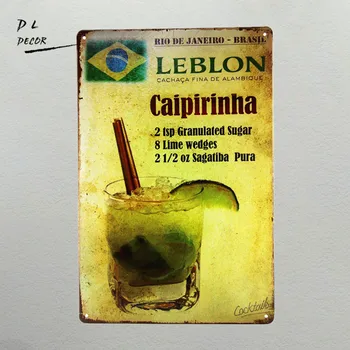 DL - cocktail Caipirinha METAL, TIN TEGN Vintage Væggen, Pub, Bar Metal Indretning mand cave udendørs væg plaques