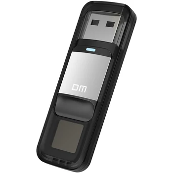 DM PD061 USB3.0 32GB USB Disk Storage Device Flash-Drev, Pen-Drev med Fingeraftryk Kryptering Funktion Gylden / Blå Farve