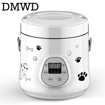DMWD Multifunktion Elektrisk mini ris komfur varme frokost boks gryderet, suppe timing Madlavning Maskine æg damper mad madkassen 1,6 L