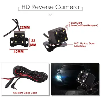 Dobbelt Kamera, Fuld HD 1080P Bil DVR Sort Boks bakspejl med Reverse bagfra Parkering Kamera bevægelsesdetektor G-Sensor