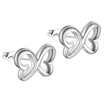 Dobbelt kærlighed hjerte butterfly høj kvalitet, gratis forsendelse Sølv Øreringe til kvinder mode smykker øreringe /UXXVTWOW ZPDHZZTR