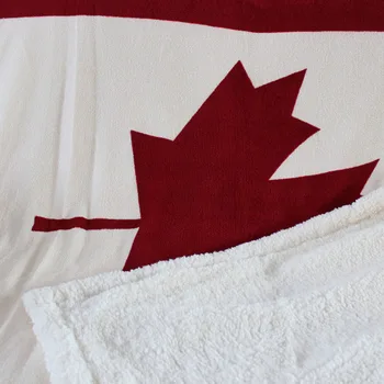 Dobbelt lag tyk canadiske maple leaf canada flag sherpa plys smide tæppe 130x160cm