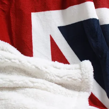 Dobbelt lag tyk England UK flag mønster sherpa plys smide tæppe 130x160cm
