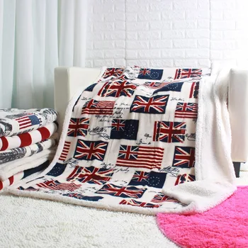Dobbelt lag tyk USA USA ENGLAND ENGLAND BRITISKE flag sherpa fleece blød imiteret pels-tv sofa gave tæppe smide tæpper 130x160cm