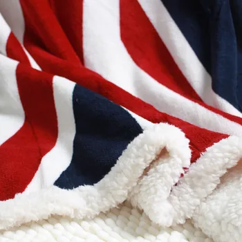 Dobbelt lag tyk USA USA ENGLAND ENGLAND BRITISKE flag sherpa fleece blød imiteret pels-tv sofa gave tæppe smide tæpper 130x160cm