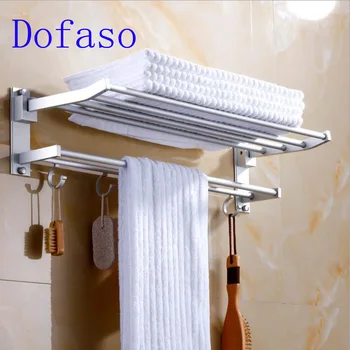 Dofaso toilet hardware 40cm/60cm længde brusebad håndklædeholder 2 lag badeværelse hylde tilbehør med krog