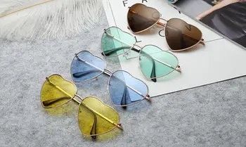 Dokly Hjerte-Formede Solbriller KVINDER metal Reflekterende Linse Mode solbriller MÆND Spejl oculos de sol