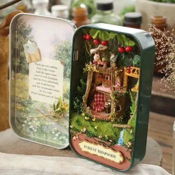 Doll House Diy miniature Træ-Puslespil Dukkehus miniaturas Møbler Toy Hus Dukke Fødselsdag Gave Box Theatre Trilogi Q001