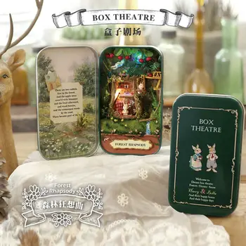 Doll House Diy miniature Træ-Puslespil Dukkehus miniaturas Møbler Toy Hus Dukke Fødselsdag Gave Box Theatre Trilogi Q001