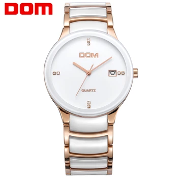 DOM mænd Ser Vintage keramik diamant watchs luxury-brand-ure quartz casual fuld stål mænd sports ure, T-729