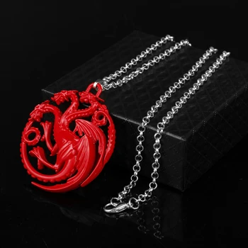 Dongsheng Mode Smykker Game Of Thrones Halskæde Song Of Ice And Fire Red Dragon Badge Choker Halskæde til Kvinder, Mænd-30