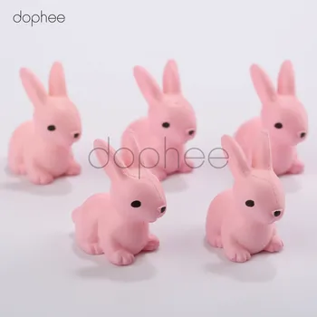 Dophee 5pcs Kanin miniature havemøbler hare Figur dyr hjem tilbehør til udsmykning, Indretning plastik legetøj Gave Til Børn