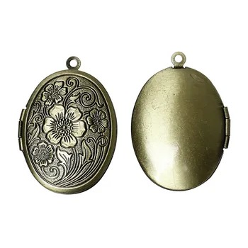 DoreenBeads 5PCs Antik Bronze Billede/ Foto Ramme Oval Medaljon Vedhæng 33x24mm(Fit 22.5x16mm) (B18315)