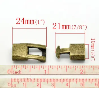 DoreenBeads Detail Antik Bronze Krogen Klemmer 24mmx12mm 21mmx12mm til Læder Armbånd,per solgt pakke med 5 Sæt