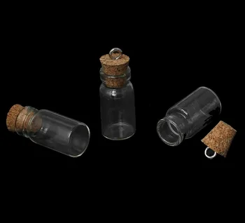 DoreenBeads Glas, Flasker, Smykker Hætteglas Kork Propper Gennemsigtig Cylinder(Brugbar 1ml)22mm x11mm 12mm x8mm ,10 Stk ny