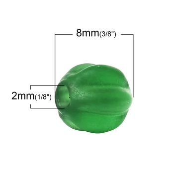 DoreenBeads Lampwork Glas Perler, Græskar Form Grønne Matteret Om, 8mm( 3/8