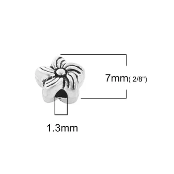DoreenBeads Zink-Baseret Legering Spacer Perler, Blomst Formet Antik Sølv Farve, 7mm( 2/8