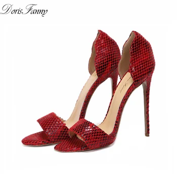 DorisFanny 2017 sexy høje hæle kvinder sommeren komfortable sandaler stiletter røde damer, sandaler, sko stor størrelse 42