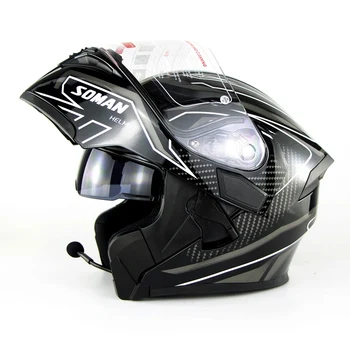Dot Bluetooth Motorcykel Hjelm Dobbelt Linse Flip Op Moto bike Casque capacete da motorcykel