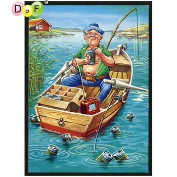 DPF DIY fiskeren 5D håndarbejde diamant maleri cross stitch home decor håndværk diamant mosaik kit-pladsen diamant broderi
