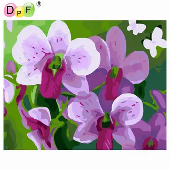 DPF DIY olie Maleri orchid Maling På Lærred Akryl Farvelægning Af Tal maleri håndlavet blomst Til stue Indretning uden ramme