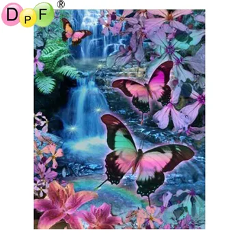 DPF Fuld Pladsen Diamant 5D DIY Diamant Maleri Butterfly Falde Broderet Korssting Rhinestone Mosaik Maleri hjem indretning