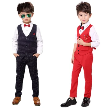 Drenge Formelle Tuxedo Kjole Passer børn Luge Sæt Vest Bukser 2stk Kids Costumes Børn Fashion Tøj Dreng Birthday Suit Sæt