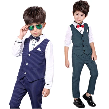 Drenge Formelle Tuxedo Kjole Passer børn Luge Sæt Vest Bukser 2stk Kids Costumes Børn Fashion Tøj Dreng Birthday Suit Sæt